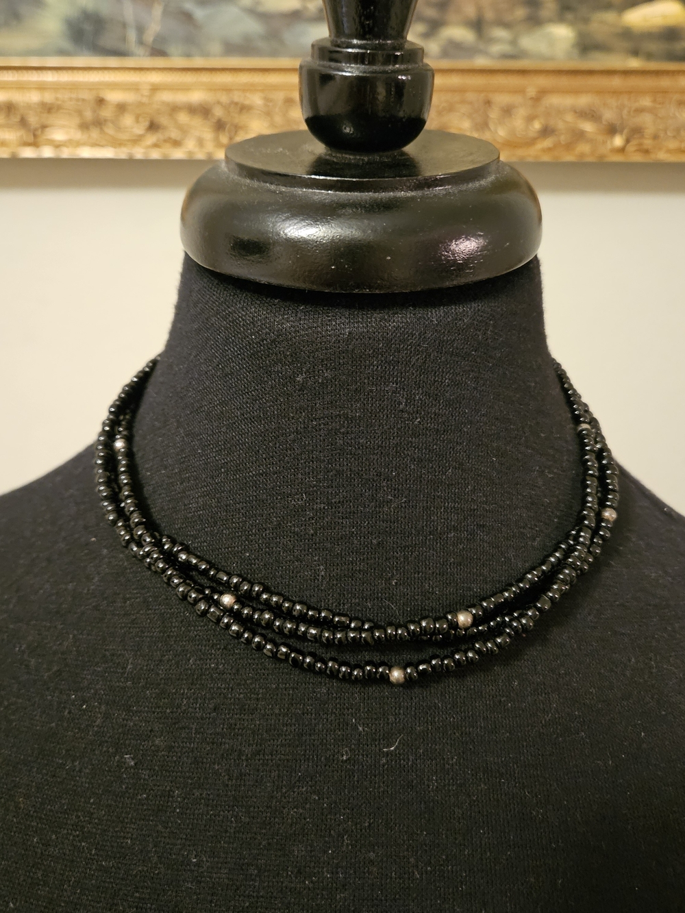Retired Silpada Sterling Silver 925 Black Onyx Bead 3 Strand Necklace N1500 Arts